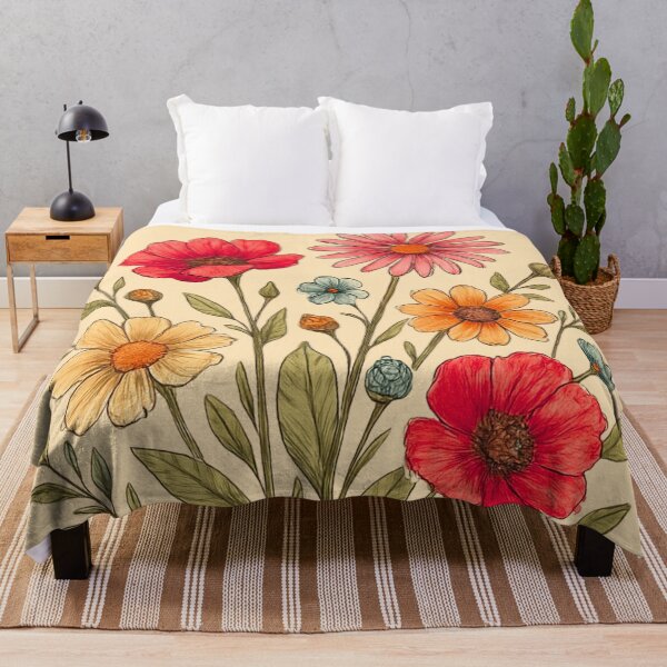 Item preview, Botanical Harmony – Colorful Wildflower Bouquet on Warm Beige designed and sold by SoftStyleStudio ⭐⭐⭐.