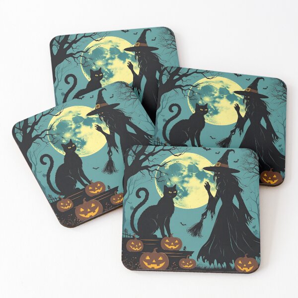 Item preview, Halloween Witch and Black Cat scene designed and sold by RisingWolfStudio.