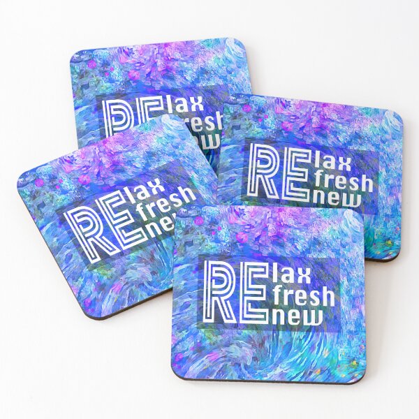 Item preview, Relax Refresh Renew Text On Blue Abstract Art  designed and sold by art64.