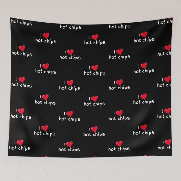 Item preview, I love hot chips collection white writing  designed and sold by Kaylews_Designs.