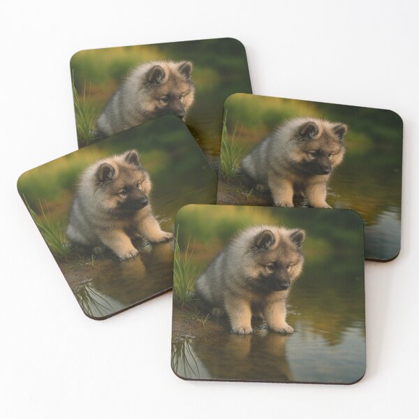 Item preview, Pensive Keeshond Puppy by a Reflecting Pool designed and sold by The Keeshond Shop .