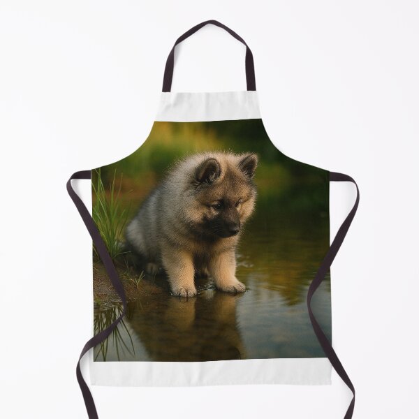 Item preview, Pensive Keeshond Puppy by a Reflecting Pool designed and sold by The Keeshond Shop .