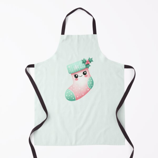 Item preview, Cute pink and mint kawaii Christmas stocking designed and sold by FatBirdie.