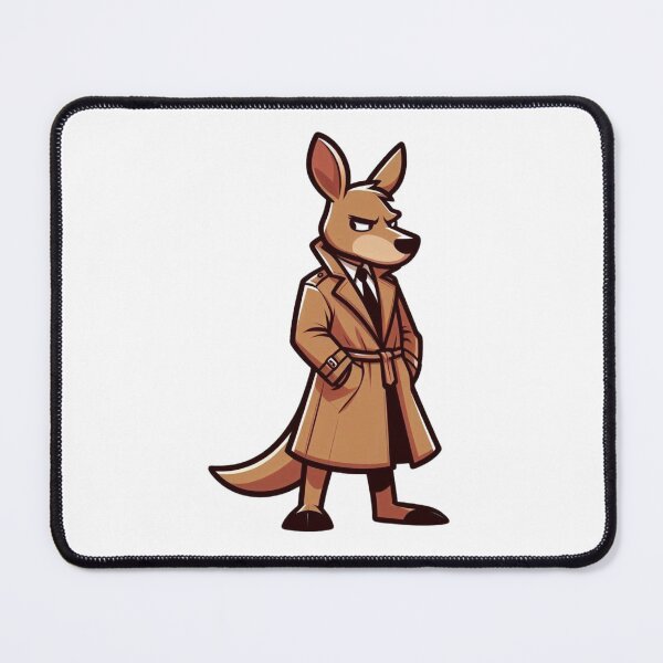 Item preview, Cartoon Kangaroo Wearing Trench Coat – Suspicious Disguised Animal Art designed and sold by Confuzz1ed.