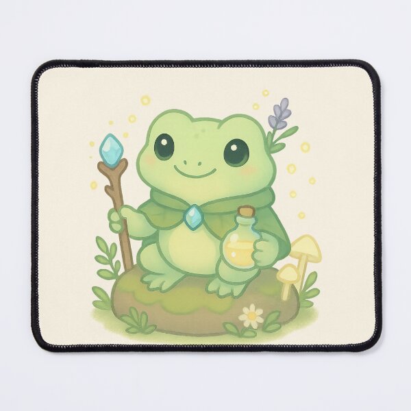 Item preview, Forest Potion Frog – Kawaii Frog Wizard with Staff and Elixir designed and sold by LuKreate.