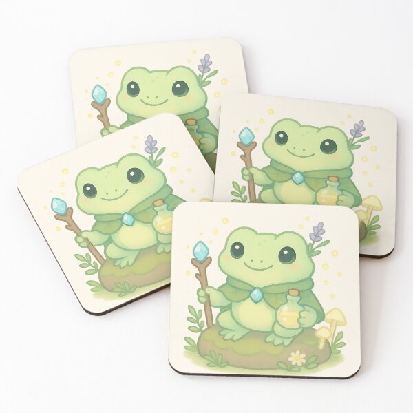 Item preview, Forest Potion Frog – Kawaii Frog Wizard with Staff and Elixir designed and sold by LuKreate.
