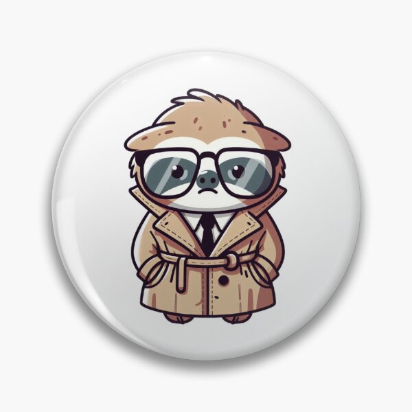 Item preview, Cartoon Sloth in Oversized Coat and Glasses – Lazy Spy Animal Art designed and sold by Confuzz1ed.
