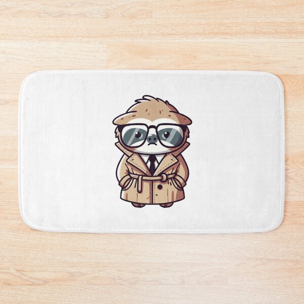 Item preview, Cartoon Sloth in Oversized Coat and Glasses – Lazy Spy Animal Art designed and sold by Confuzz1ed.