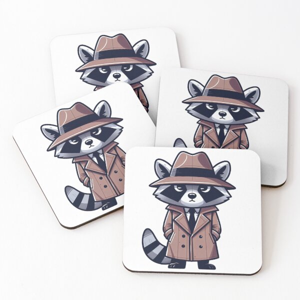 Item preview, Cartoon Raccoon in Trench Coat and Fedora – Classic Undercover Animal designed and sold by Confuzz1ed.