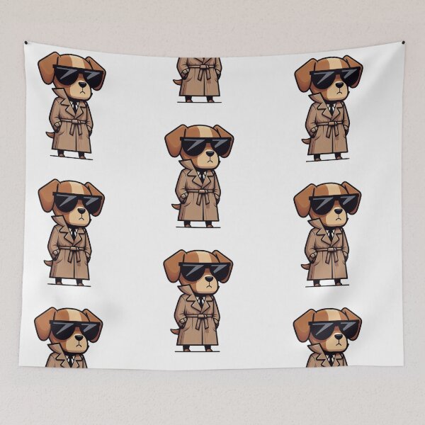 Item preview, Cartoon Dog in Trench Coat and Sunglasses – Secret Agent Animal Art designed and sold by Confuzz1ed.