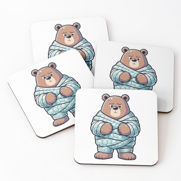 Item preview, Confused Cartoon Bear Caught in Bubble Wrap – Stuck and Silly Animal Art designed and sold by Confuzz1ed.