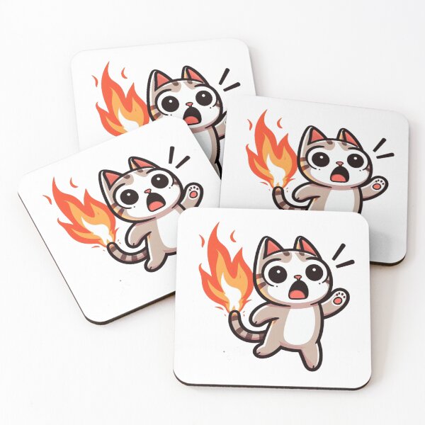 Item preview, Panicked Cartoon Cat with Tail on Fire – Chaotic Funny Animal Art designed and sold by Confuzz1ed.