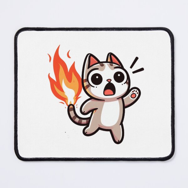 Item preview, Panicked Cartoon Cat with Tail on Fire – Chaotic Funny Animal Art designed and sold by Confuzz1ed.