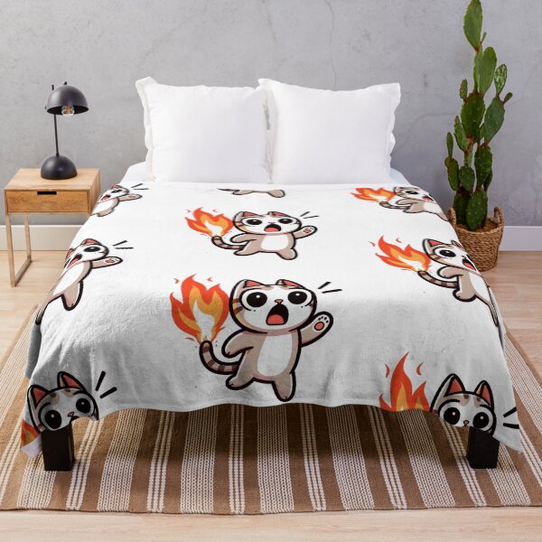 Item preview, Panicked Cartoon Cat with Tail on Fire – Chaotic Funny Animal Art designed and sold by Confuzz1ed.