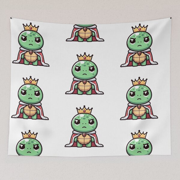 Item preview, Serious Cartoon Turtle Prince with Jewel Crown and Fancy Cloak – Regal Animal Art designed and sold by Confuzz1ed.