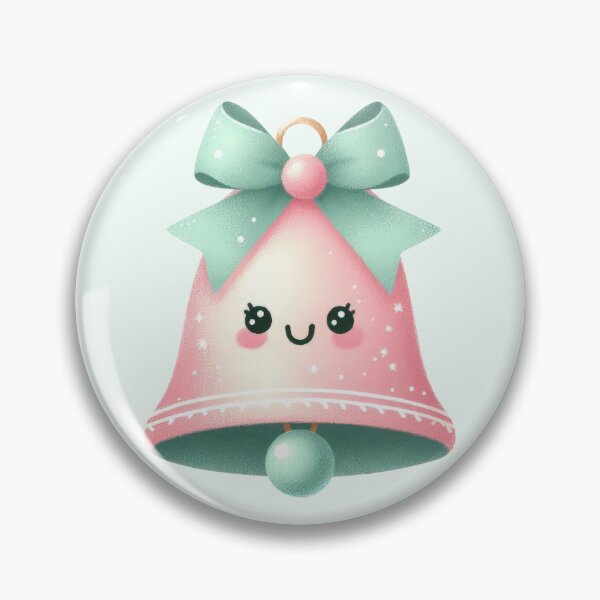 Item preview, Cute pink and mint kawaii Christmas bell designed and sold by FatBirdie.