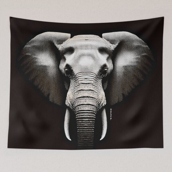 Item preview, Majestic Elephant in Half-Tone Shadows designed and sold by mrpropcake.