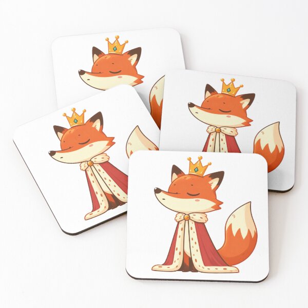 Item preview, Elegant Cartoon Fox Queen with Gold Crown and Velvet Cape – Royal Animal Portrait designed and sold by Confuzz1ed.