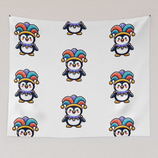 Item preview, Cheerful Cartoon Penguin Jester with Collar and Hat – Silly Royal Animal Art designed and sold by Confuzz1ed.