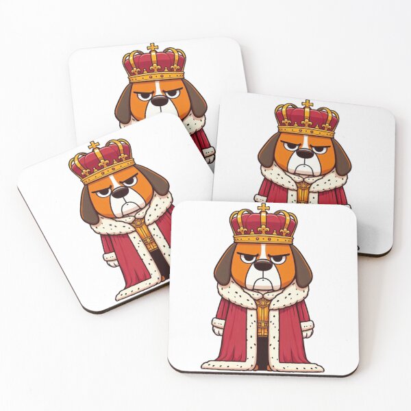 Item preview, Grumpy Cartoon Dog King in Heavy Robes and Crown – Funny Royal Pup Art designed and sold by Confuzz1ed.