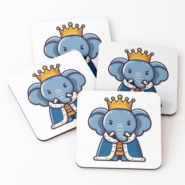 Item preview, Stoic Cartoon Elephant King in Crown and Royal Cape – Noble Animal Illustration designed and sold by Confuzz1ed.