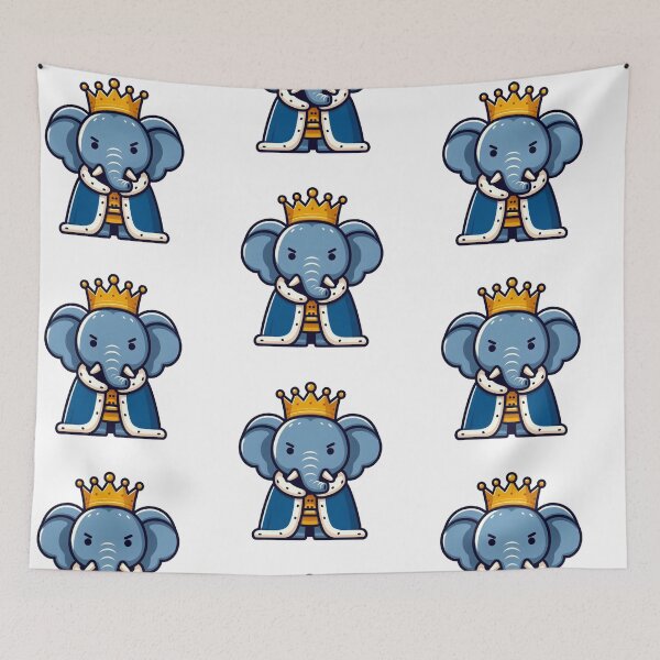 Item preview, Stoic Cartoon Elephant King in Crown and Royal Cape – Noble Animal Illustration designed and sold by Confuzz1ed.