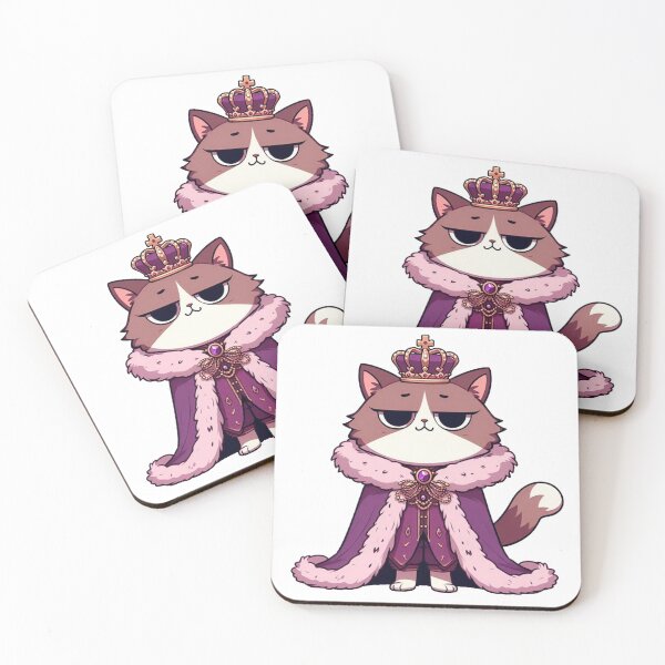Item preview, Proud Cartoon Cat Queen in Crown and Cloak – Regal Animal Illustration designed and sold by Confuzz1ed.