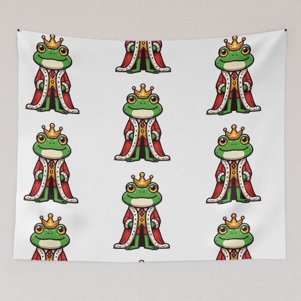Item preview, Dramatic Cartoon Frog King with Crown and Robe – Bold Royal Animal Art designed and sold by Confuzz1ed.