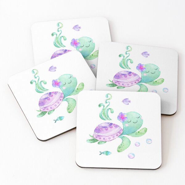 Item preview, Girly Swimming Turtle | Girls Wall Art designed and sold by The KiwiNberries.