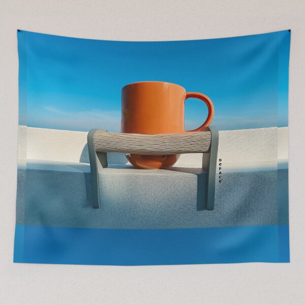 Item preview, Lonely Orange Mug Beneath a Vast Blue Sky designed and sold by mrpropcake.