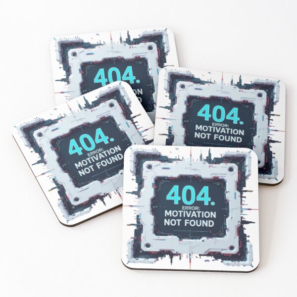 Artikelvorschau, 404-Fehler: Motivation nicht gefunden – Glitch Style Tech Humor entworfen und verkauft von DeanBoffShop.