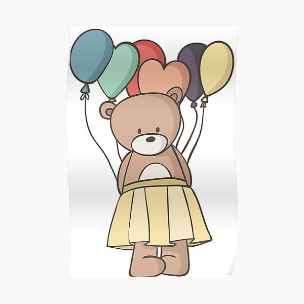 Teddy Bear with Balloons Poster