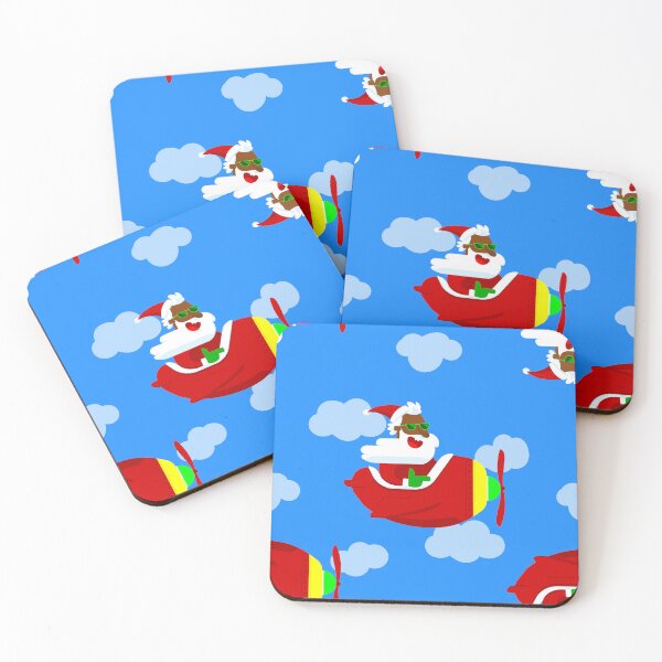 Item preview, christmas aviator airplane pilot african black santa clouds funny designed and sold by Gossip Rag.