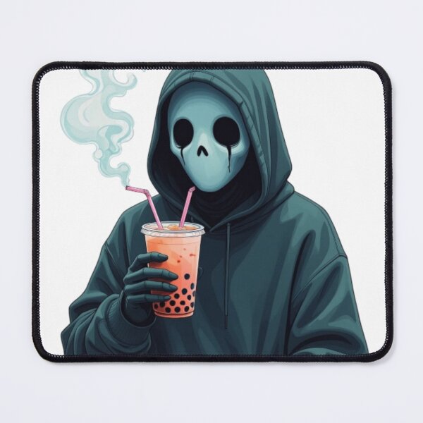 Item preview, Sad ghost with hoodie and bubble tea, vaporwave aesthetic designed and sold by DeanBoffShop.