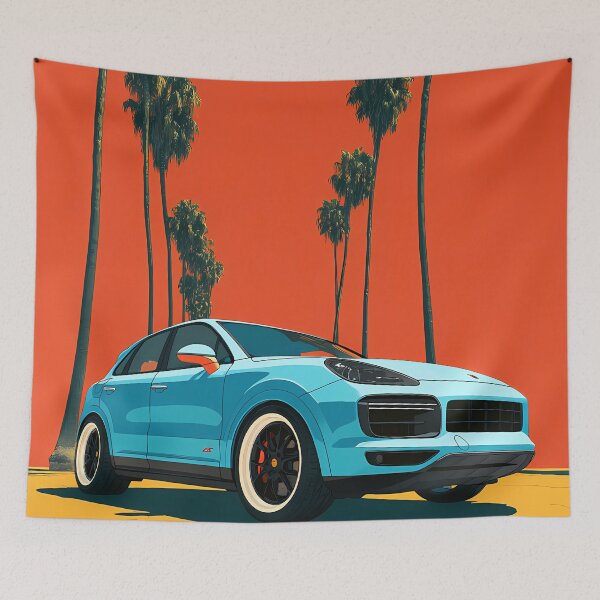 Item preview, Pop Art Porsche Cayenne GTS – Vibrant SUV Illustration Print designed and sold by AutoPopStudio.