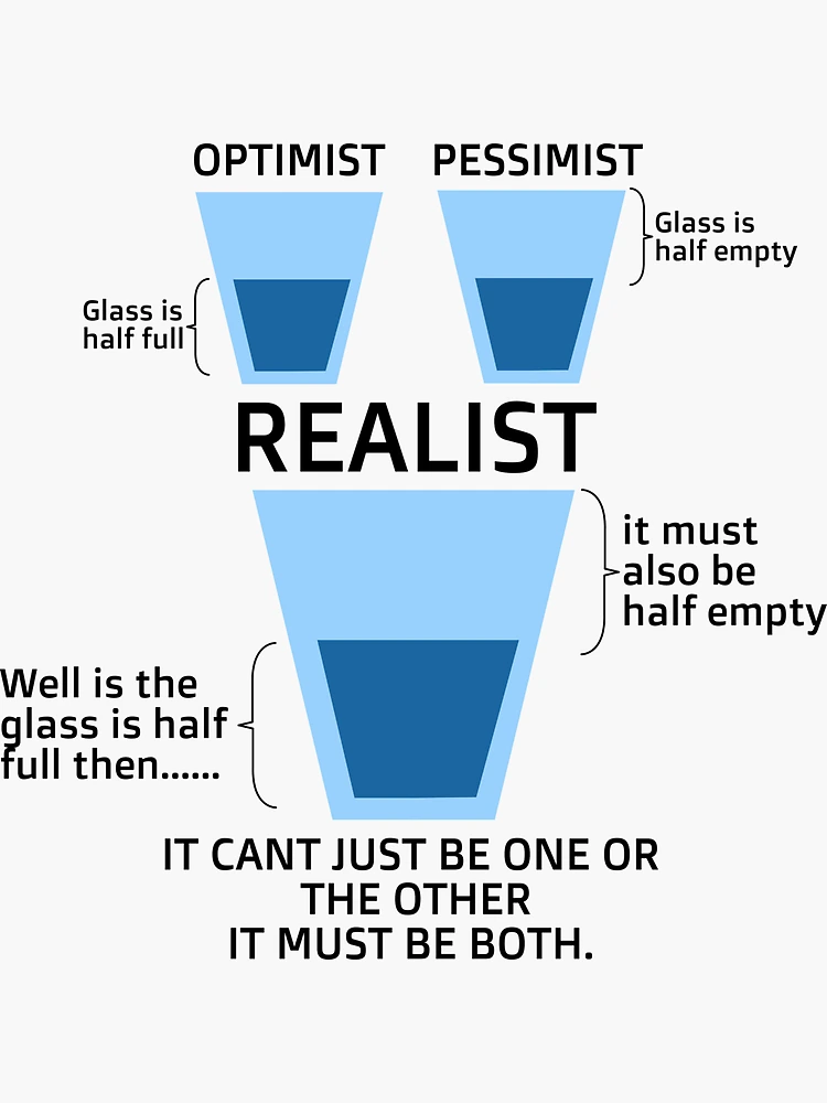 Bicchiere mezzo pieno o mezzo vuoto Optimist Pessimist' Adesivo