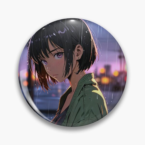Item preview, Anime girl with black short hair in the rain designed and sold by tarotstarostina.