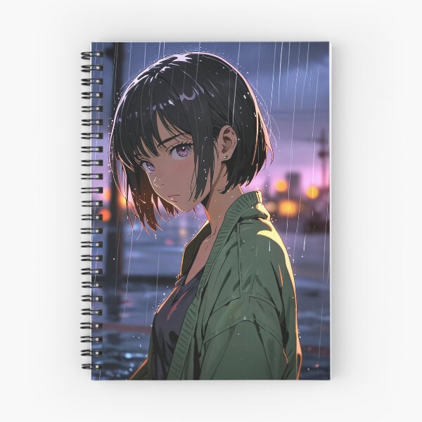 Item preview, Anime girl with black short hair in the rain designed and sold by tarotstarostina.