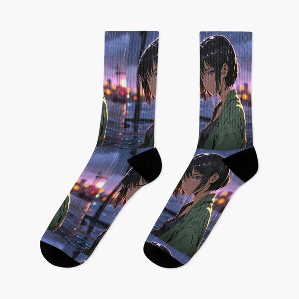 Item preview, Anime girl with black short hair in the rain designed and sold by tarotstarostina.