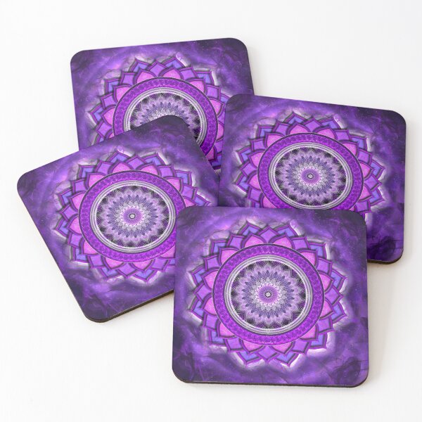Artikelvorschau, Strahlendes violettes Mandala, das spirituelle Energie ausstrahlt – Himmlisches Kronenchakra entworfen und verkauft von Bodhiartstudio.