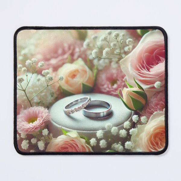 Item preview, Romantic Wedding Rings on Floral Bed of Blush Roses and Baby’s Breath designed and sold by FantaDesign.