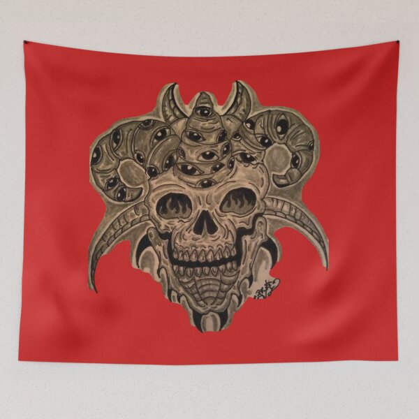 Item preview, skull with horns  designed and sold by pksart1.