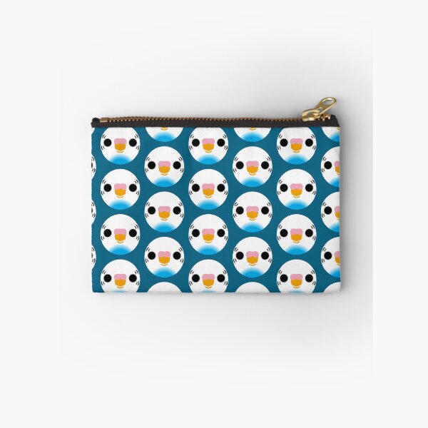 Item preview, The face of a sky blue recessive pied budgie designed and sold by INKOYADO.