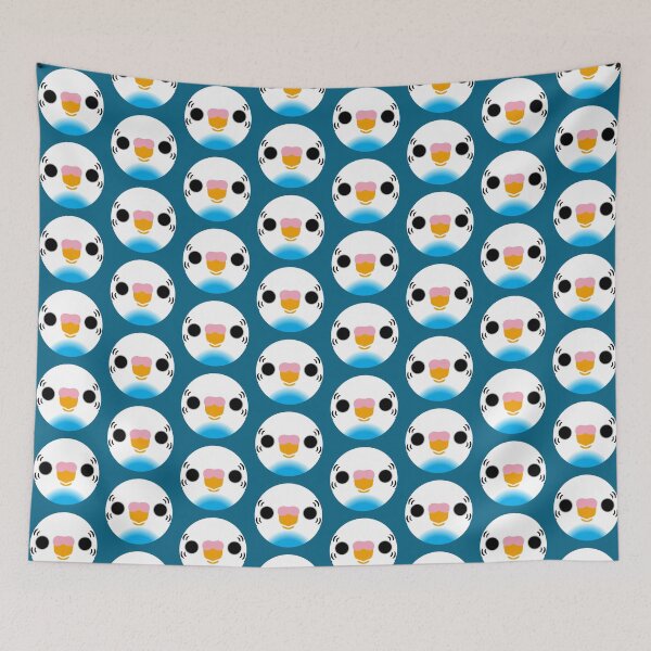 Item preview, The face of a sky blue recessive pied budgie designed and sold by INKOYADO.
