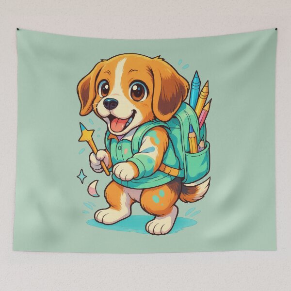 Item preview, School Ready Dog with Supplies - Back to School designed and sold by DumbPet.