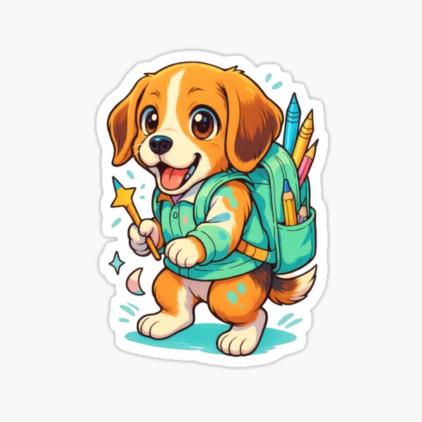 Item preview, School Ready Dog with Supplies - Back to School designed and sold by DumbPet.