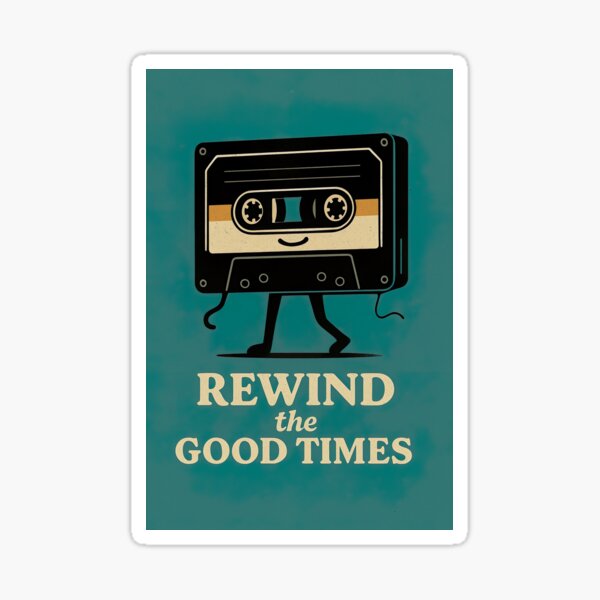 Item preview, Retro Cassette teal Rewind the Good Times  designed and sold by tarotstarostina.
