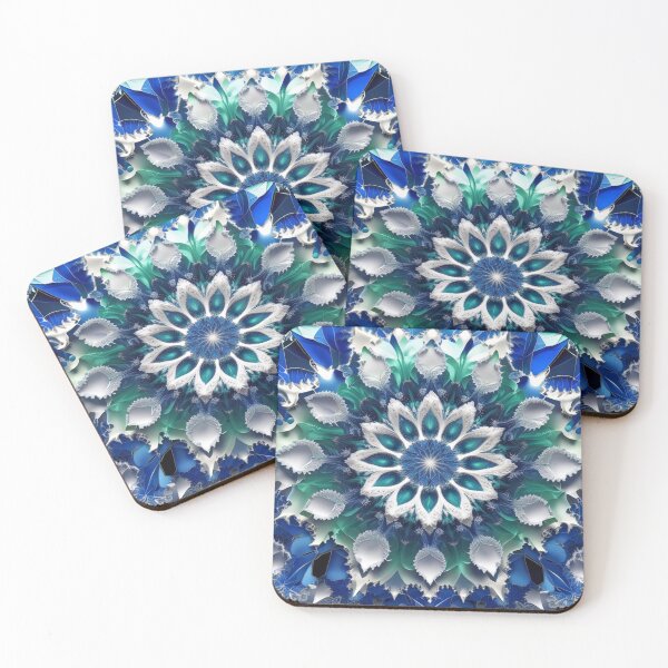 Item preview, Frozen Light – Elegant Blue and White Ice Fractal Mandala designed and sold by Harmonic_Layers.