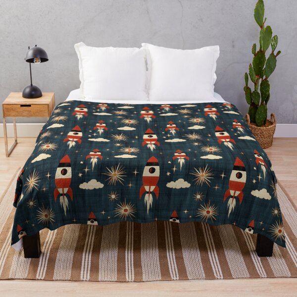Item preview, Retro Rocket Blasts - Atomic Sky with Vintage Flair designed and sold by The Print Parlor.