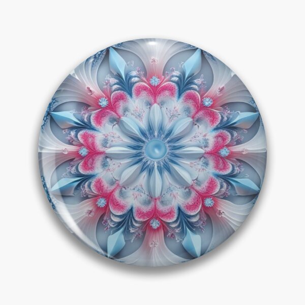 Item preview, Crystalline Bloom – Icy Pink and Blue Fractal Mandala designed and sold by Harmonic_Layers.